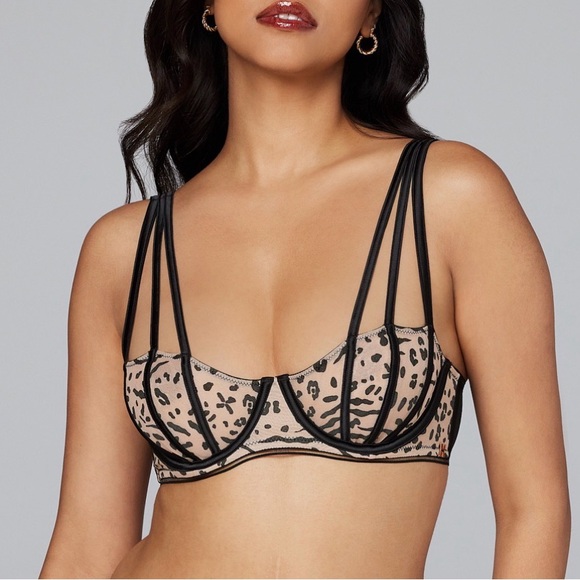 Savage X Fenty Vigilante Vamp Mesh Balconette Bra Leopard NWT 34B - Picture 6 of 6